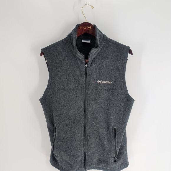 Columbia Zip Front Stand Collared Zip Pockets Jacket Vest Charcoal Gray Size S - Picture 1 of 8